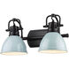 Duncan 2 Light 17 inch Matte Black Bath Vanity Wall Light in Seafoam